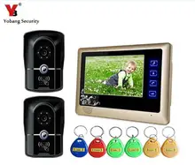 Yobang Security Video Doorbell Camera with RFID Keyfobs Wired Video Intercom Door Phone Door Monitor System 2 Outdoor Cameras