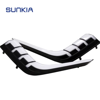 

SUNKIA LED DRL Daytime Running Light for Suzuki Swift 2014-2016 with Yellow turnning signal LED Car Fog lamp Halo Part