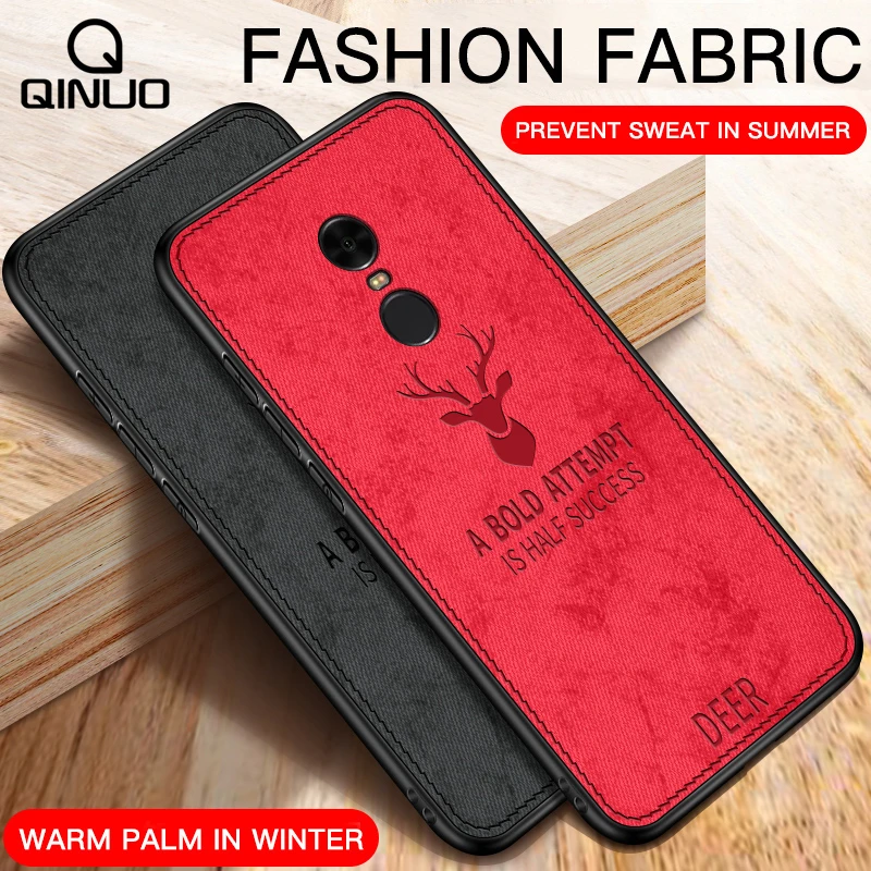 

Shockproof Deer Cloth Cases For Xiaomi Redmi S2 Y3 5 Plus 6A 7 7A K20 Note 7 6 5 Pro 5A 4 4X Cover Embossed Cloth Texture Coque