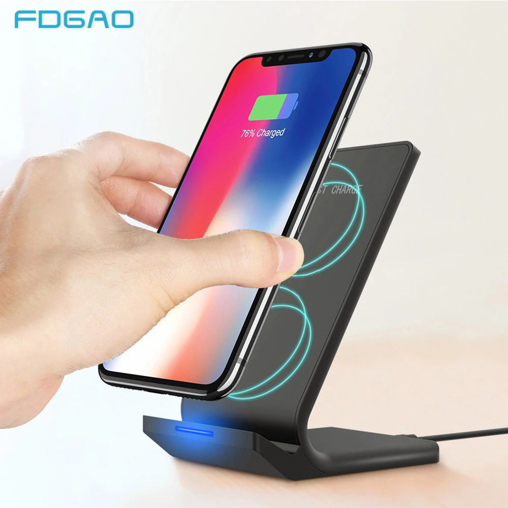 FDGAO Qi 10W Wireless Charger QC 3.0 Quick Charge Stand Dock USB Fast Charging for iPhone 8 X XS Max XR Samsung S9 S8 Note 9 8 FDGAO Qi 10W Wireless Charger QC 3.0 Quick Charge Stand Dock USB Fast Charging for iPhone 8 X XS Max XR Samsung S9 S8 Note 9 8