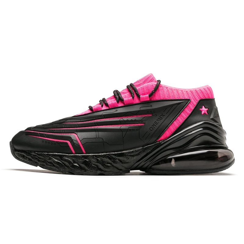 ONEMIX, новые кроссовки, женская обувь, технология пули, Ультралегкая амортизирующая кожа, обувь для бега, Уличная обувь для фитнеса, тренировочная обувь - Цвет: purple black