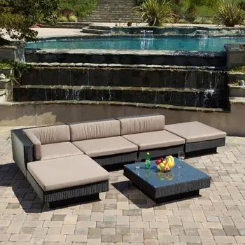 

2017 Black rattan All-weather wicker lounge sofa furniture