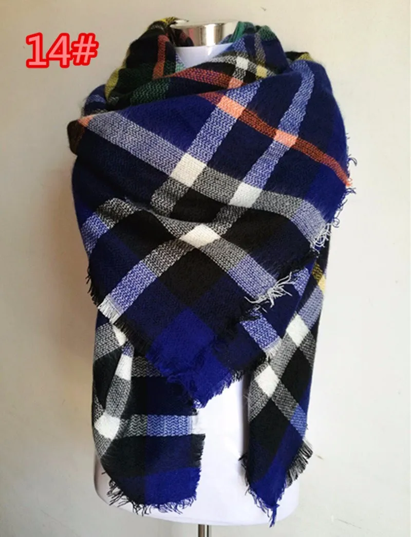 Za зима клетчатый шарф дизайнерский унисекс, акриловые базовые шали женские шарфы большой размер одеяло шарф