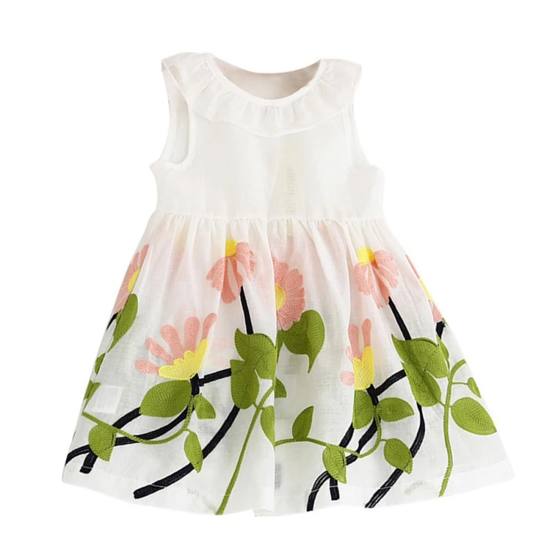 

Summer Casual Baby Girls Floral Pattern Backless Dress Cotton Kids Toddler Sleeveless Pageant Sundress Fashion New Hot Sale NewA