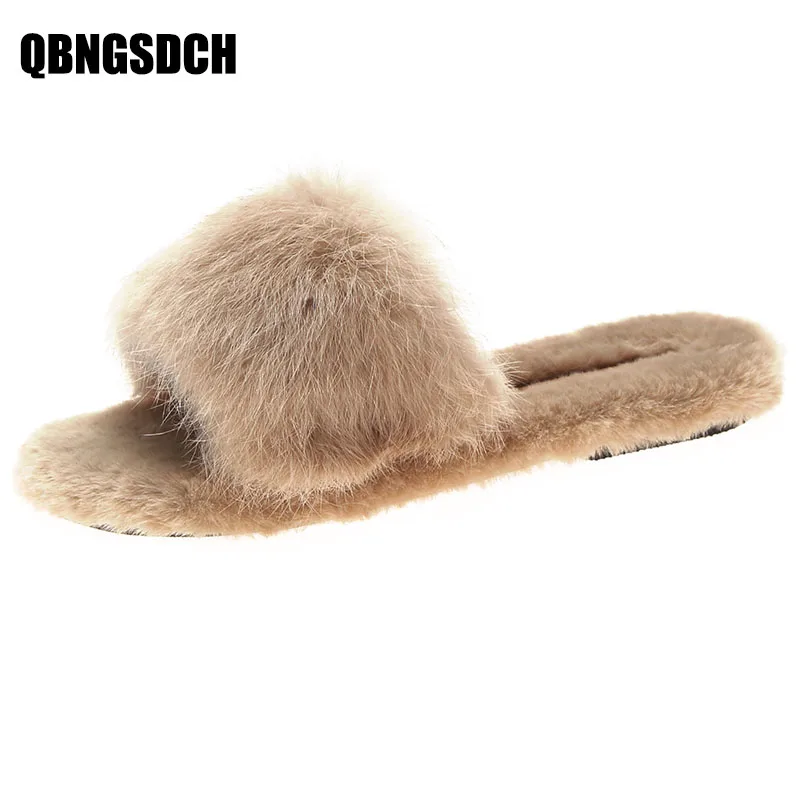 

New Plush Female Drag Autumn Winter Flat Bottom Warm Lightweight Balance Casual Fashion Slip Wear Ladies Slippers 35-41