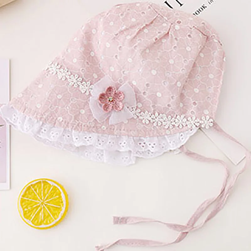 Baby Girls Soft Summer Bucket Hat Bow and Tie Ups Newborn to 6 Months Ivory