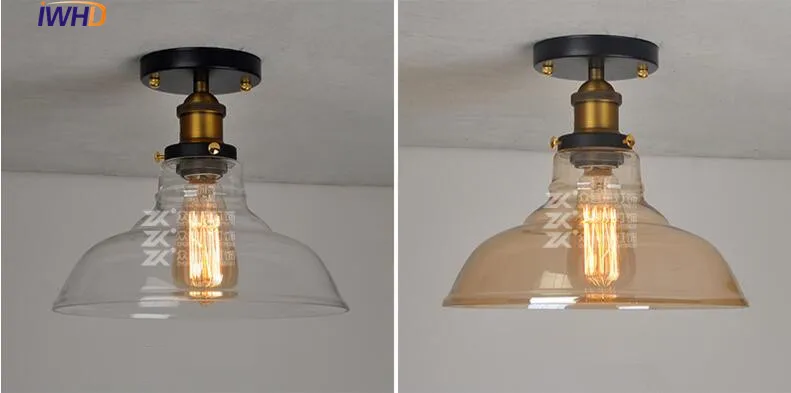 IWHD стеклянный Лофт промышленный потолочный светильник Эдисона, светодиодный светильник для гостиной, плафон, Ретро винтажный потолочный светильник
