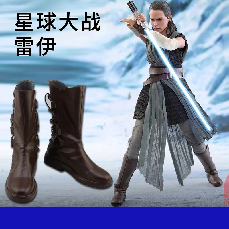 

New Star Wars 8 The Last Jedi Rey Cosplay Boots Anime Shoes Custom Made