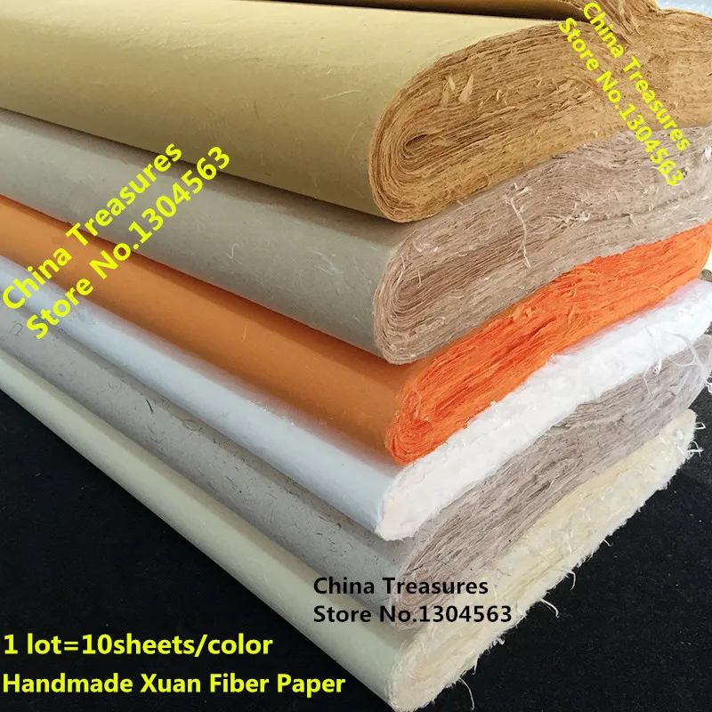 

10sheet,4 Feet Chinese Rice Paper Calligraphy Mulberry Jute Chinese Painting Paper Handmade Fiber Xuan Paper Yunlong Pi Zhi