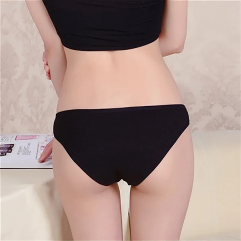 New Pure Color Breathable Cotton Panties Women's Sexy Hollow Flower Elasticity Briefs |