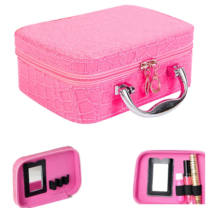 High Quality PU Leather Professional Cosmetic Case Portable Women