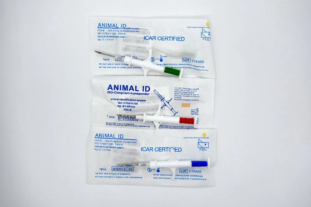 

1.4*8 20PCS/lot FDX-B ISO11784/785 RFID Id Injector Pet Glass Tag Microchip Syringe for animals chip Pig Cow Cattle Horse Dog
