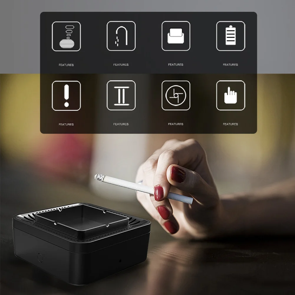 USB LED Luftreiniger Aschenbecher Rauchfrei Lufterfrischer Zigaretten für Haus 