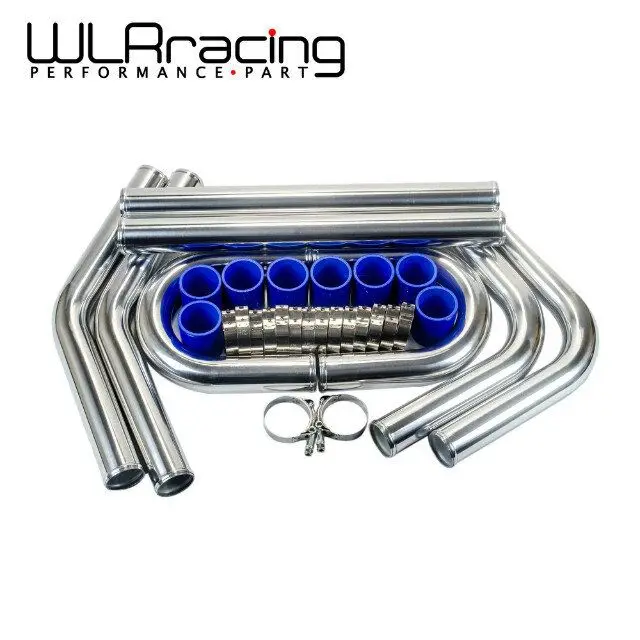 

WLR - 2.25" 57mm TURBO INTERCOOLER PIPE 2.25" L=600MM CHROME ALUMINUM PIPING PIPE TUBE + T-CLAMP + SILICONE HOSES BLUE WLR1717