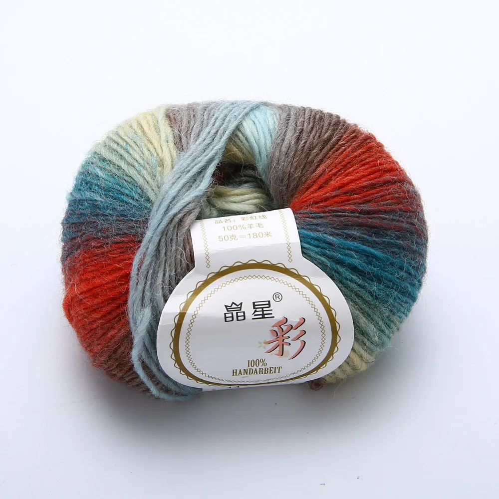 1 Ball Rainbow Knitting Yarn Wool 50g Colorful Soft Baby Cashmere Wool Child Hand Knitted Crochet Yarn for DIY Scarf Hat Clothes