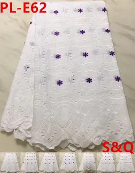 

Hot sale 5yards latest african laces yellow african swiss voile lace in switzerland african fabric for dress cotton lace PL-E62