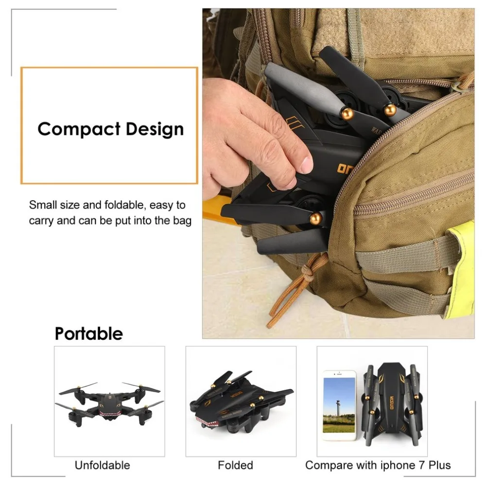 

VISUO XS809S WiFi FPV RC foldable Drone Quadcopter with Wide Angle 720P Camera Altitude Hold Foldable Headless One Key Return