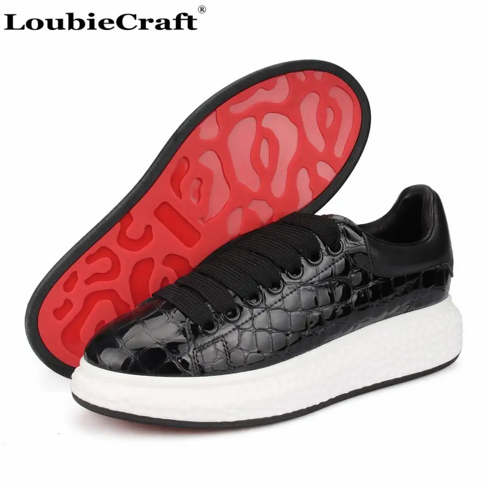 LoubieCraft Crocodile print Platform Sneakers Black Patent leather Low ...