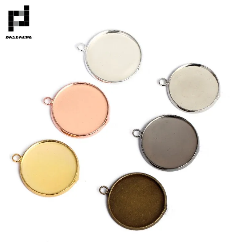 

10pcs Pendant Settings Cabochon Base Bezel Trays Blank Fit 12/14/16/18/20/25mm Cabochons Cameo DIY Necklace Jewelry Findings