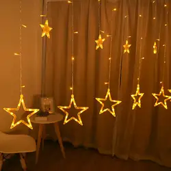 Звезды светодиодные шторы огни строки батарея работает/AC 220 В Рождественская гирлянда свет для Свадебная вечеринка праздничный Декор