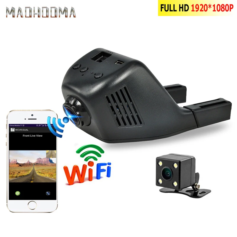 

MHM Mini Car Wifi Camera Dash Camera Video Recorder Camcorder Dual Lens With Rear View Camera FHD 1080P Auto Reistrator Dashcam