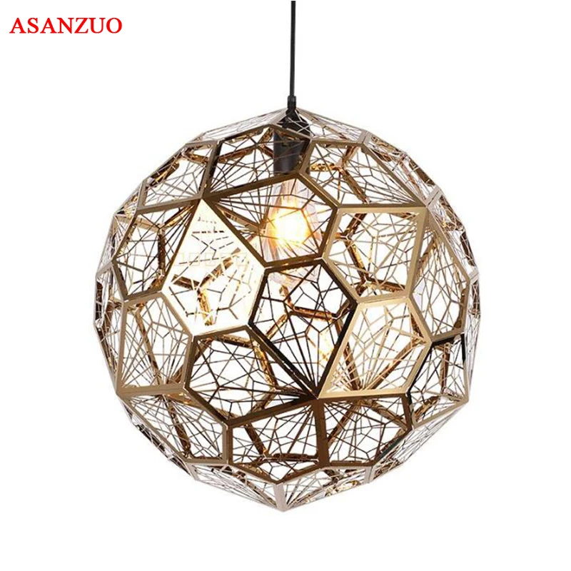 

Post-Modern Polyhedral diamond pendant lights Hollow Stainless Steel Ball Pendant Lamp E27 Fixture Cafe Bar Loft Vintage Luminar