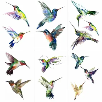 

HXMAN Watercolor Hummingbird Temporary Fake Tattoo Body Art Sticker Waterproof Hand Bird Tattoo for Men Hot Design 9.8X6cm A-103