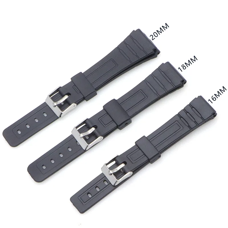 

16mm 18mm 20mm Rubber Bracelets Men Black Sport Diving Silicone Bracelet Watch Band Buckle Metal Watch Accessories