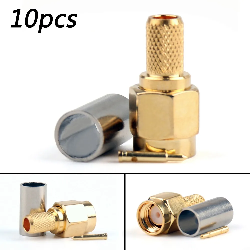 ОБЖИМНАЯ вилка areyourstore SMA RG58 RG142 LMR195 RG400 прямой кабель 10 шт. разъем с золотым