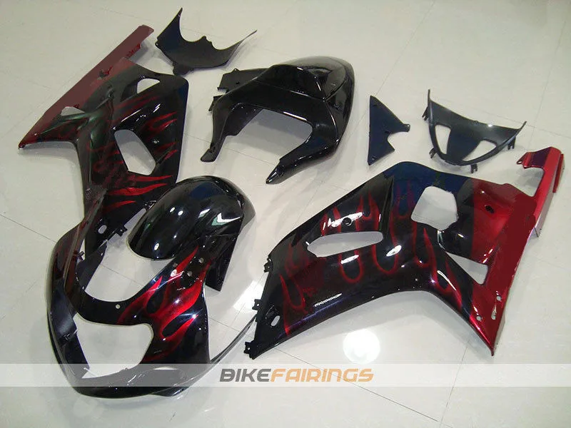 

New Motorcycles Fairings Kits Fit For Suzuki GSXR600 GSXR750 GSXR-600 750 01 02 03 2001 2002 2003 ABS Plastic Red flame