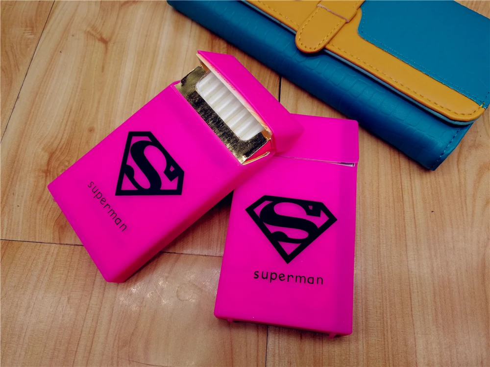 Для женщин Шарм Розовый Супермен 100 s Тонкий чехол сигарет леди Силиконовый мягкий эластичный портсигар рукавом сигарет посылка