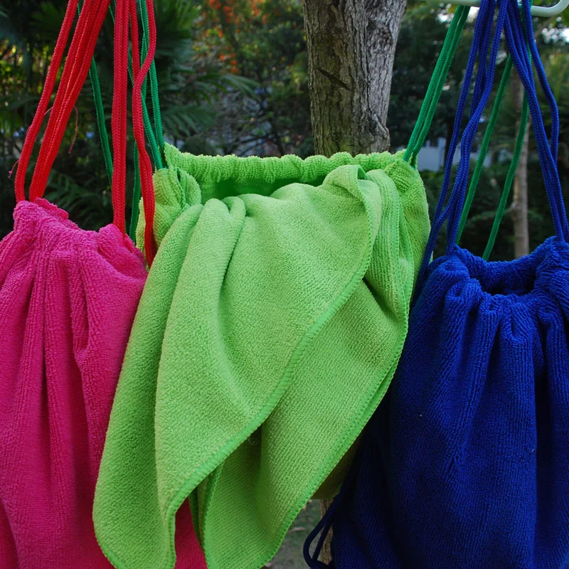 drawstring towel backpack