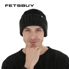 FETSBUY зимняя вязаная шапка шапки для мальчиков шапки для мужчин Вязаная Шерстяная Шапка bone skullies Мужская шапочка в стиле кэжуал теплые кепки в клетку gorro#19015