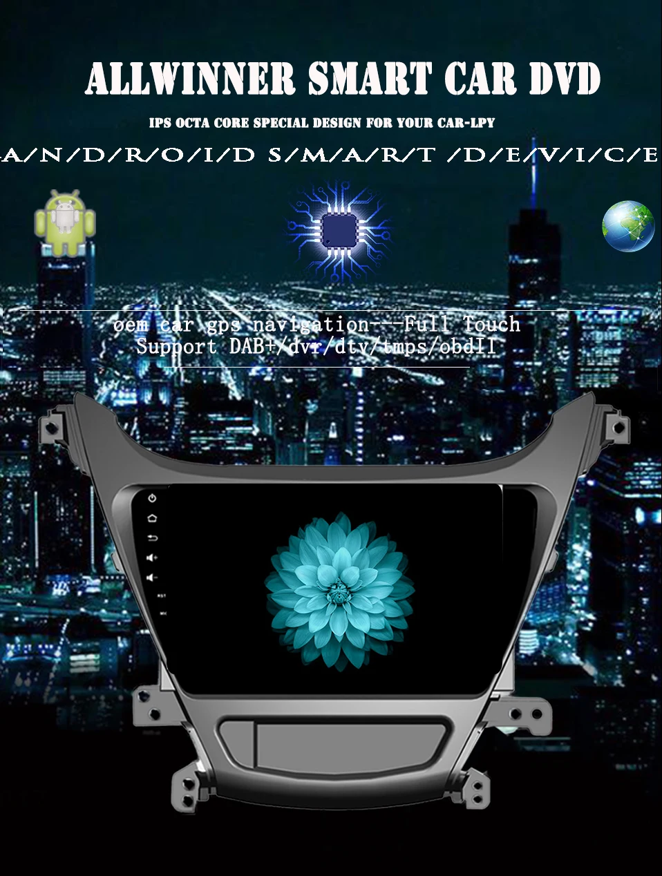 Best 4G Lte Android 9.1 4G+64G for HYUNDAI ELANTRA 2014+ Car DVD Player GPS Navi HU Video stereo Radio Tape Recorder Head Unit 1