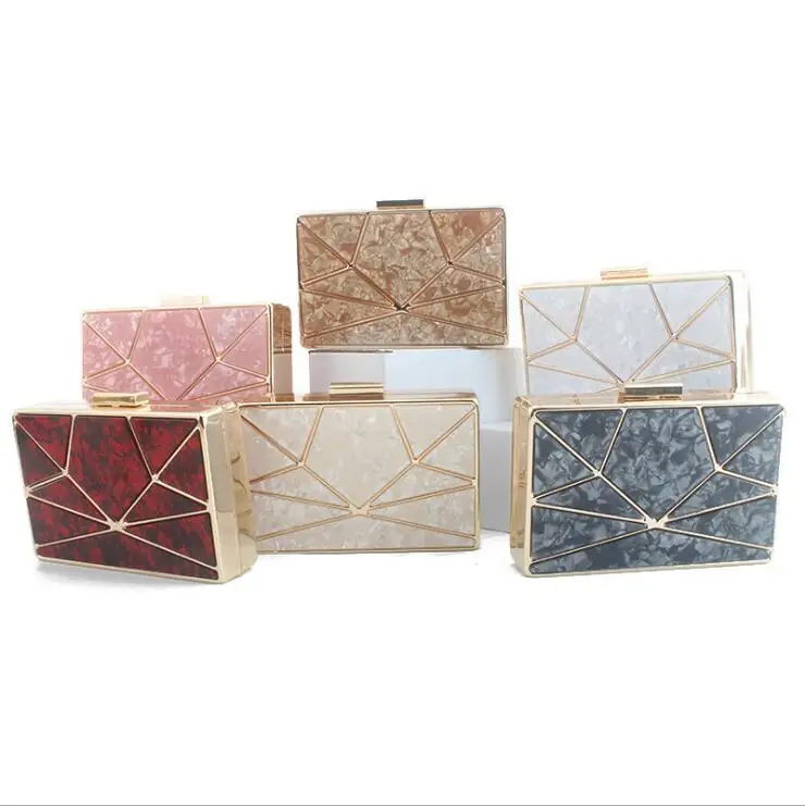 

Acrylic Clutch Evening Bag Marbling Pattern Chain Party Bag Wedding Shoulder Crossbody Bag Mini Purse Casual Women's Handbag