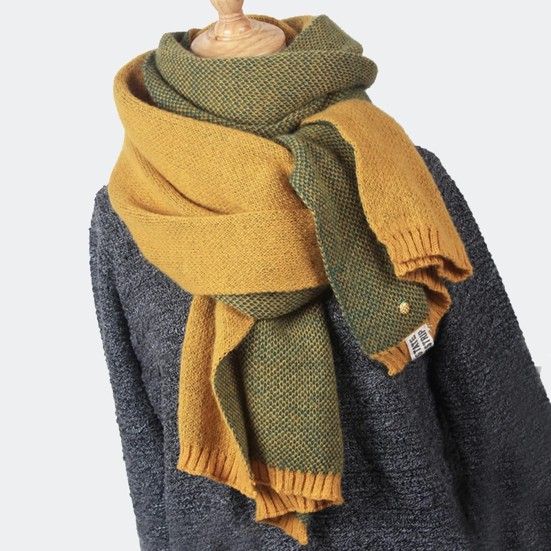 High Quality Women's Scarf Winter Wool knitted Scarf Collar Scarves Thicken Warm Fashion pineapple Stole Shawl Wrap mx001