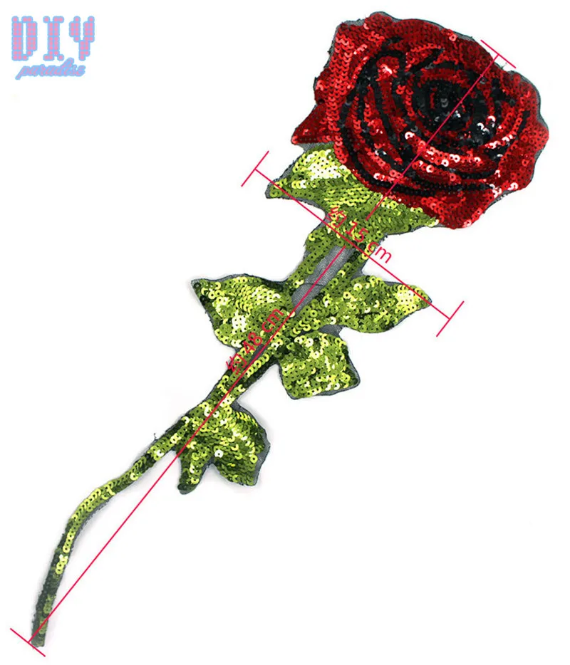 

Large Rose Sequins Paillette Sew On Patches Flower Cloth Applique Badge Fabric Apparel Sewing Crafts DIY