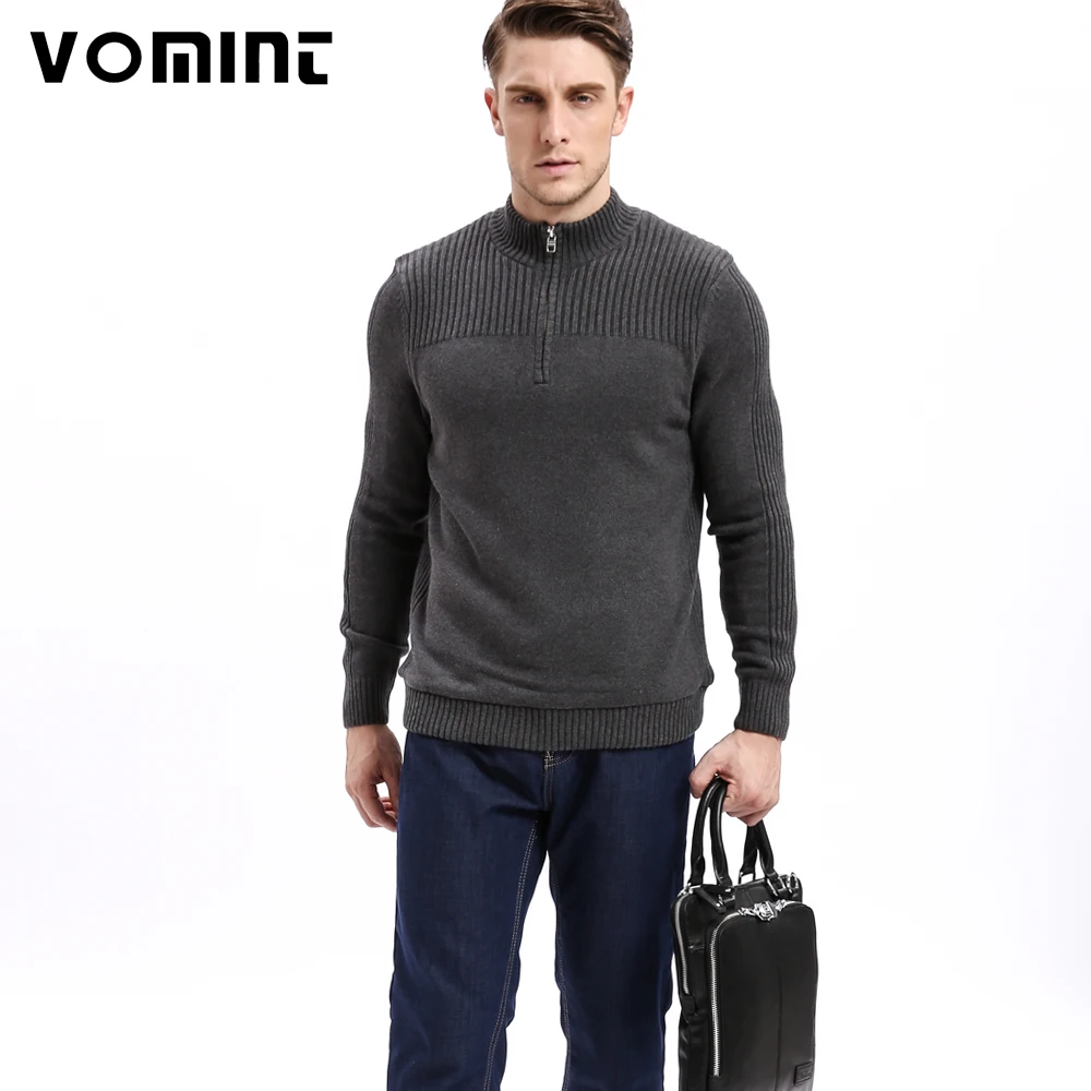 

Vomint Brand Mens Class Sweaters Cotton Sweater Men Pullover Thick Knitted Zipped Half Neck Solid Color Sweatershirt U6VI6B99