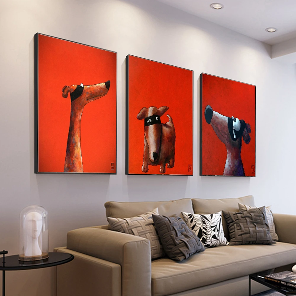 

AAHH Dog Painting/Pictures Cartoon Posters Canvas Painting Print on Canvas Wall Art Animals Picture Decor for Home No Frame
