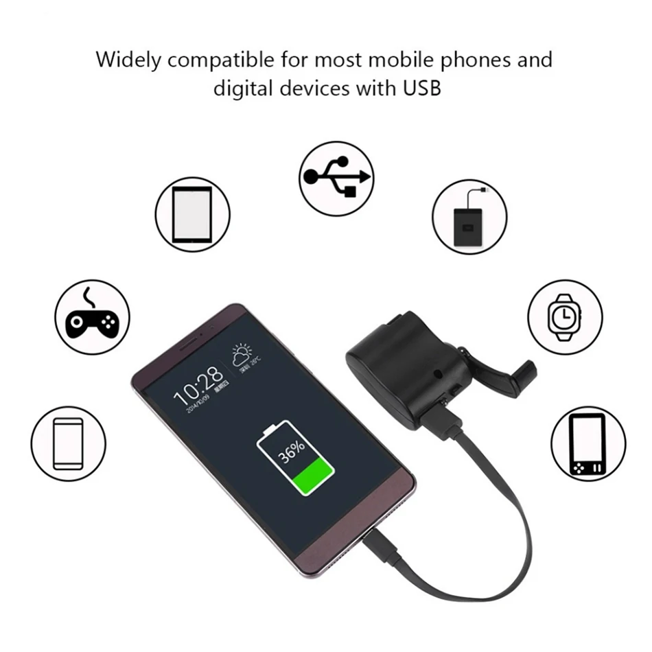 Portable USB Hand Cranked Power Generator Travel Outdoor Emergency Phone Charger Digital Display Manual Shake Energy Charger