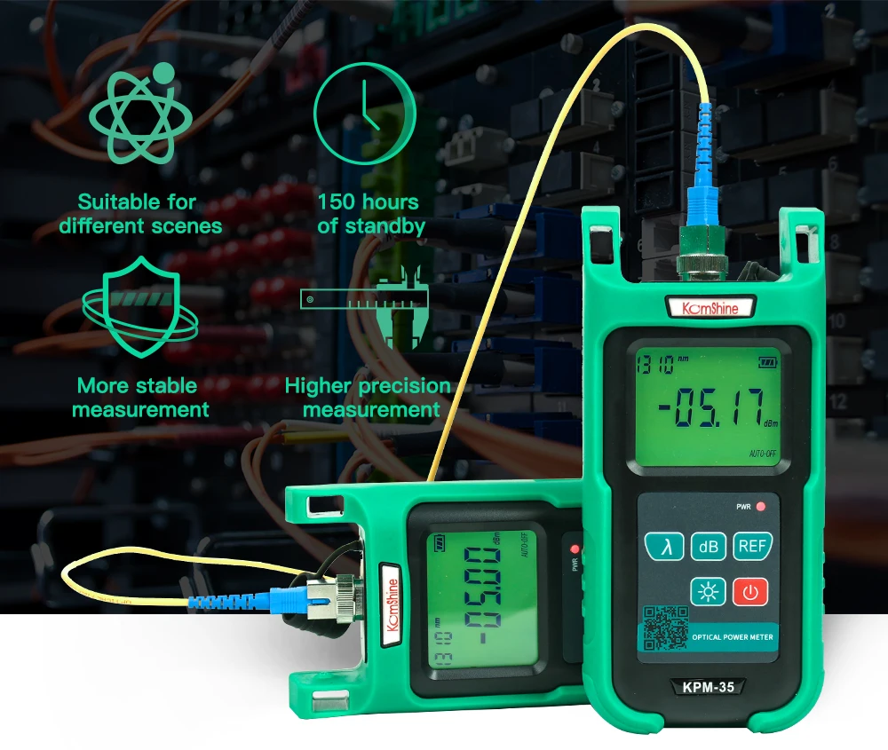 Оптоволоконный измеритель мощности KomShine KPM-35 FTTH тестер волоконного кабеля w/силиконовый чехол. Разрешение(дБ): 0,01