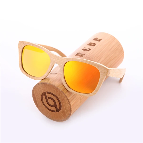BARCUR винтажные полностью бамбуковые солнцезащитные очки ручной работы, поляризационные солнцезащитные очки, деревянные зеркальные модные очки, Ретро стиль, de sol masculino - Цвет линз: Orange