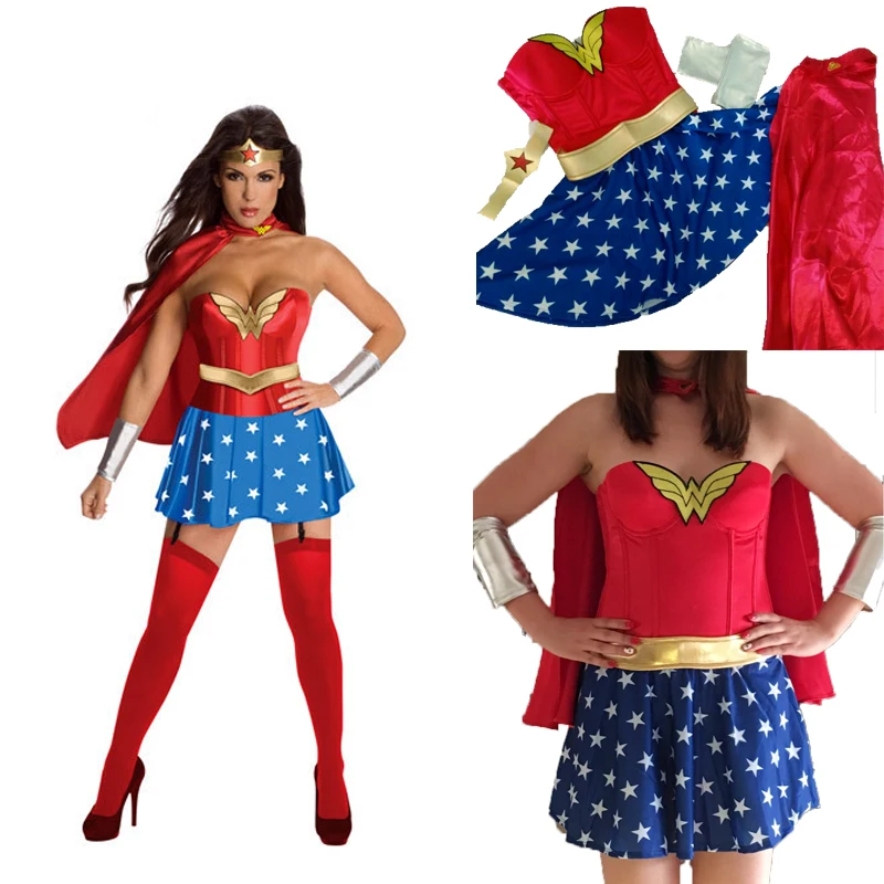 

2019 Hot Wonder Woman Halloween Cosplay Costume SuperGirl Role Playing Party Costume Super Girl Women Party Funny Dress