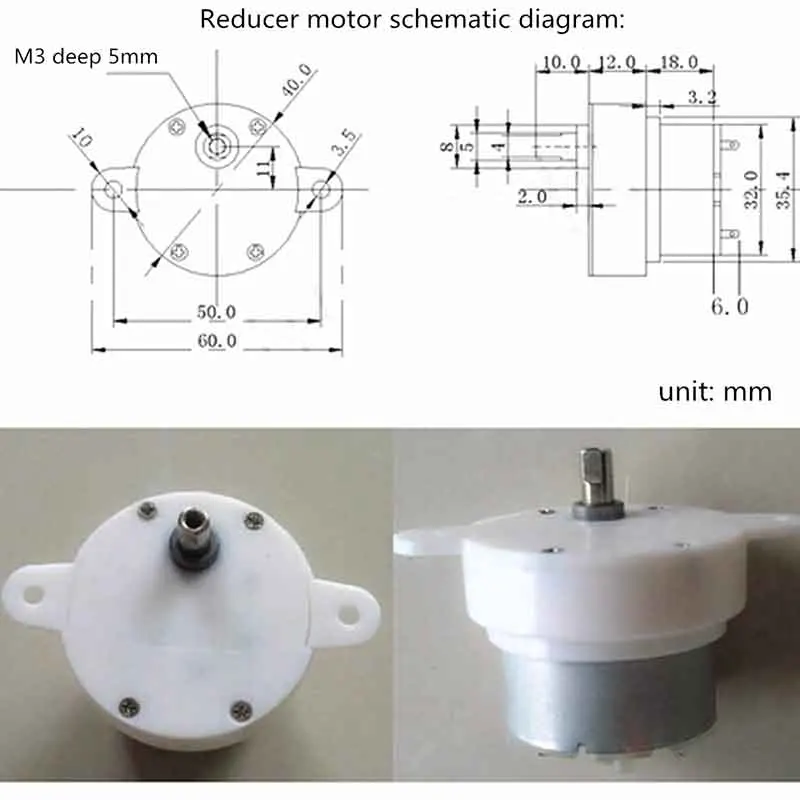 DC 12V Gear Motor High Torque Cylinder Electric Micro Motor Gearbox Slow Down Mute 3 RPM