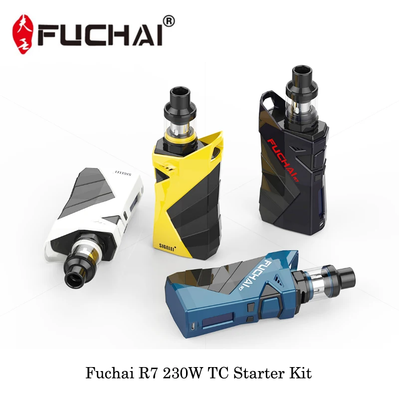 

Electronic Cigarettes 230W Sigelei Fuchai R7 Temperature Control Mod With T4 Sub Ohm Tank Powered By Dual 18650 Vape Vaporizer
