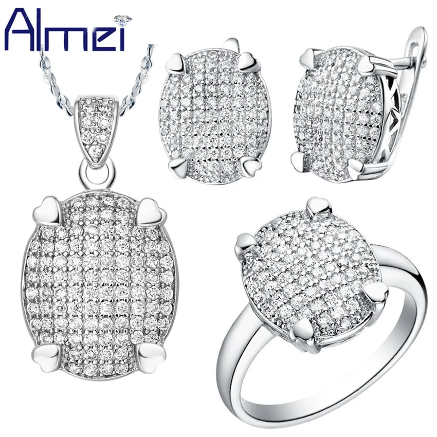 Almei 35 Off African Bridal Jewelry Sets Silver Color Zircon Wedding