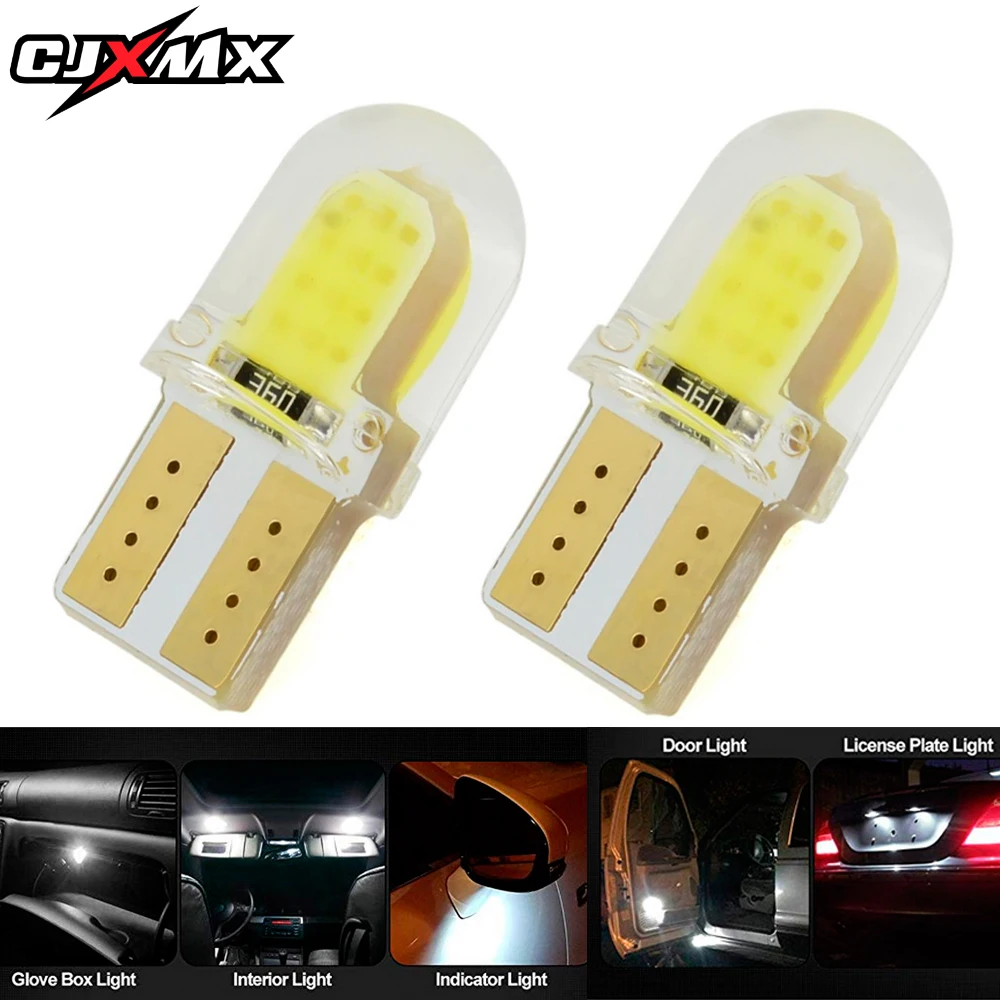 CJXMX 2 шт. светодиодный лампы T10 W5W 168 194 Автомобильные фары 12 V COB силиконовая
