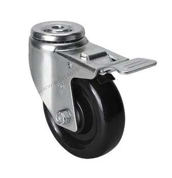 

1PC EDL Medium 4 Inch Casters Wheels 120Kg Polyurethane Wheels Castors Bolt Hole Iron Brake Roller Industrial for trolley cart