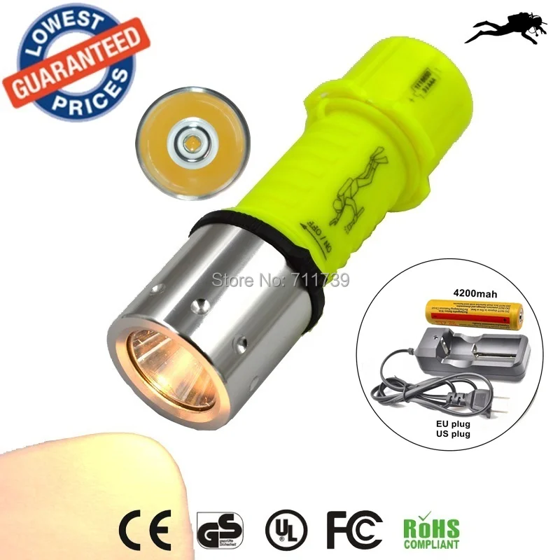 

AloneFire DV02 Professional Portable XML T6 LED Underwater Diving Flashlight Lantern Torch Waterproof Lamp+18650 battery+charger