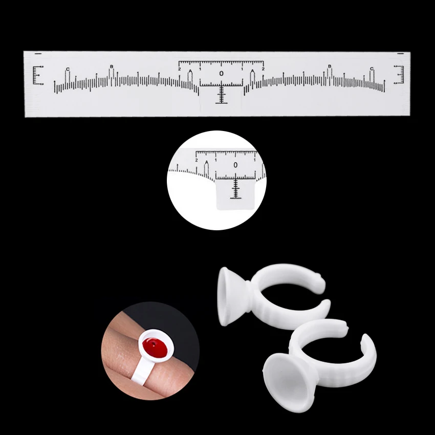 Наклейки для бровей 50 шт. с 100 чернильными чашками кольцо для бровей Перманентный макияж микроблейдинг красота формирование мера шаблон инструменты